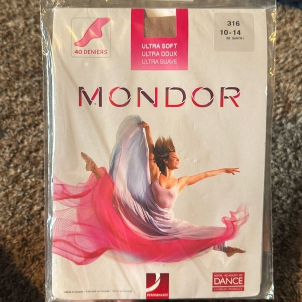 Mondor Ballet Dance Tights Ultra Soft Size 10-14 Suntan